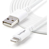 Câble StarTech.com de 3 m (10 pi) de long, connecteur Lightning Apple® 8 broches vers USB, blanc, pour iPhone/iPod/iPad