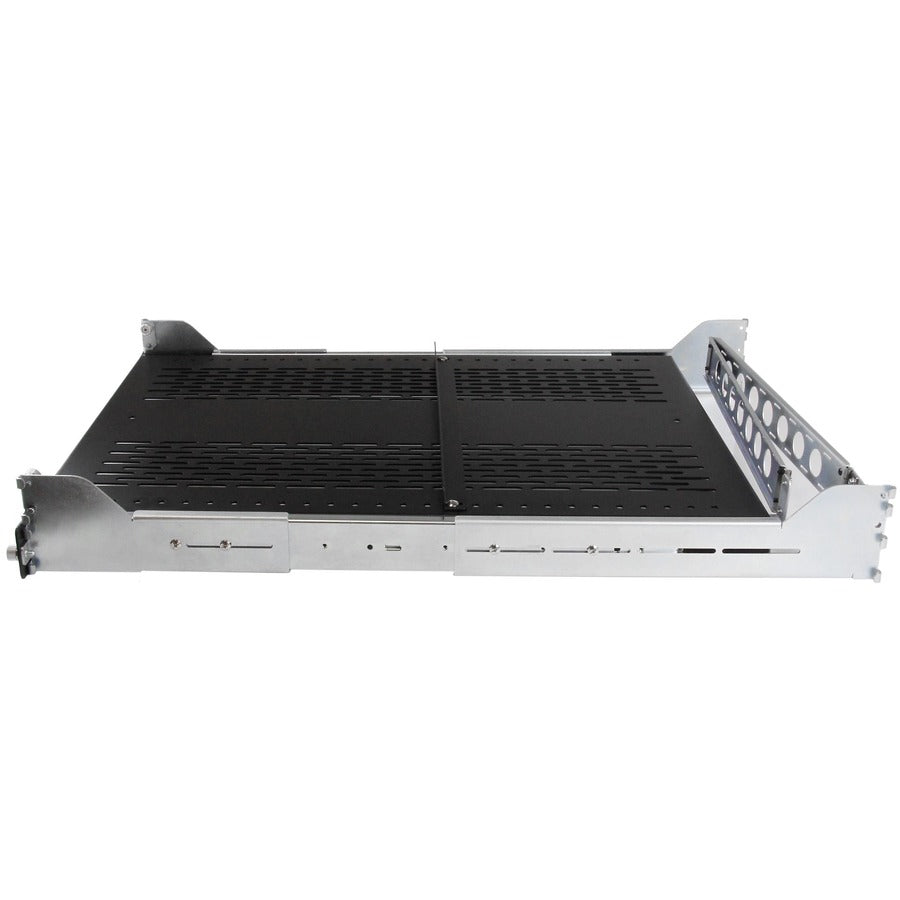 StarTech.com 2U Vented Sliding Rack Shelf w/ Cable Management Arm & 27.7 to 31.6in Adjustable Mounting Depth - 50lbs / 22.7kg - 24in Deep