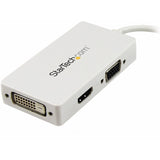 StarTech.com Travel A/V Adapter: 3-in-1 Mini DisplayPort to VGA DVI or HDMI Converter - White