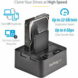 StarTech.com Station d'accueil autonome pour duplication de disque dur, cloneur/copieur externe double baie pour disque dur/SSD, USB 3.0/eSATA, clonage/récupération de disque SATA