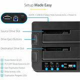 StarTech.com Station d'accueil autonome pour duplication de disque dur, cloneur/copieur externe double baie pour disque dur/SSD, USB 3.0/eSATA, clonage/récupération de disque SATA