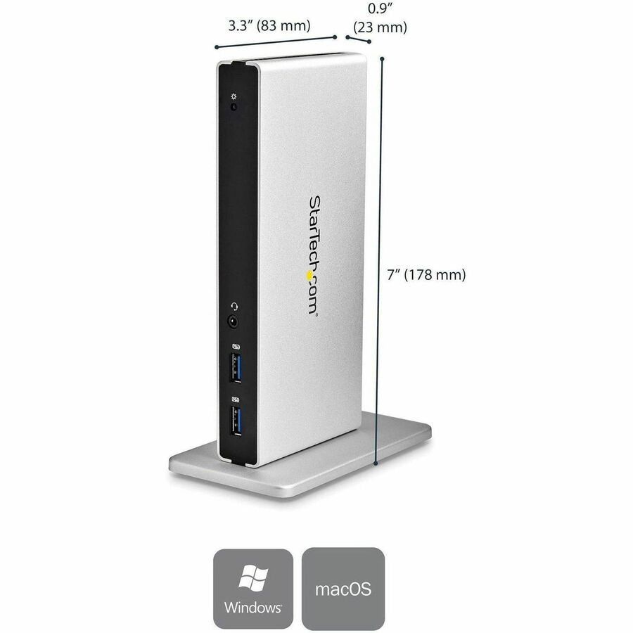 StarTech.com Dual-Monitor USB 3.0 Docking Station - DVI Outputs - Mac & Windows - DVI to VGA & DVI to HDMI Adapters Included - USB3SDOCKDD