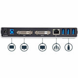 StarTech.com Dual-Monitor USB 3.0 Docking Station - DVI Outputs - Mac & Windows - DVI to VGA & DVI to HDMI Adapters Included - USB3SDOCKDD