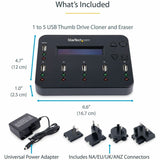 StarTech.com Standalone 1 to 5 USB Thumb Drive Duplicator/Eraser, Multiple USB Flash Drive Copier/Cloner, Sector-by-Sector Copy, Sanitizer