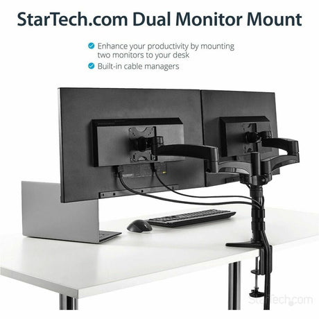 StarTech.com Desk Mount Dual Monitor Arm, Dual Articulating Monitor Arm, Height Adjustable, For VESA Monitors up to 24" (29.9lb/13.6kg)