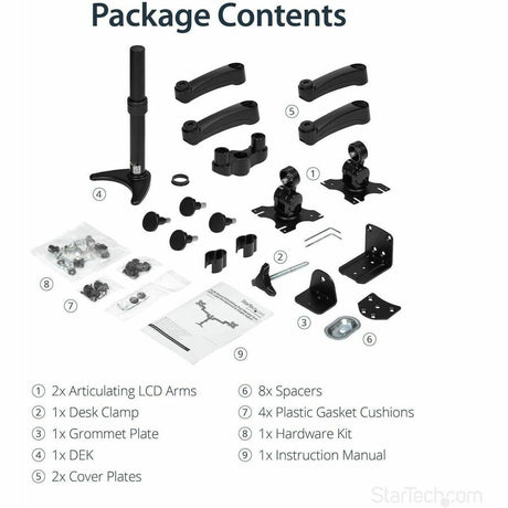 StarTech.com Desk Mount Dual Monitor Arm, Dual Articulating Monitor Arm, Height Adjustable, For VESA Monitors up to 24" (29.9lb/13.6kg)
