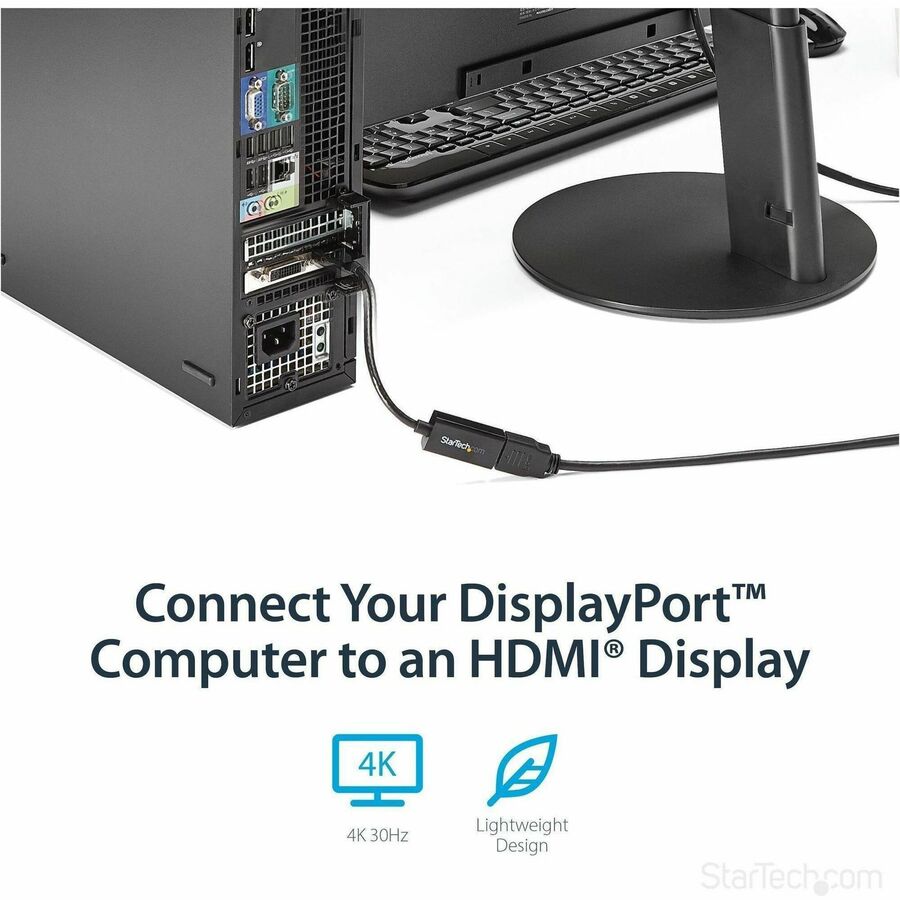StarTech.com DisplayPort to HDMI Adapter, 4K 30Hz Active DP to HDMI Video Converter, Ultra HD DP 1.2 to HDMI 1.4 Monitor Adapter Dongle