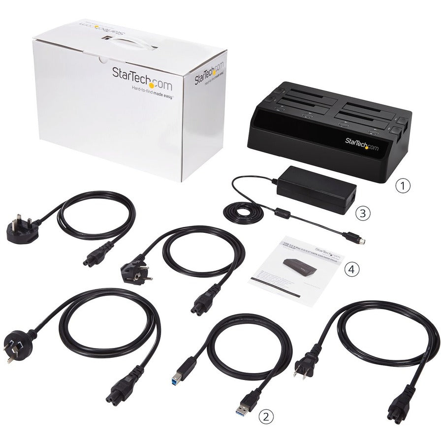 StarTech.com 4-Bay USB 3.0 to SATA Hard Drive Docking Station, 2.5/3.5" SATA III (6Gbps) SSD/HDD Dock, USB Hard Drive Bay, Top-Loading