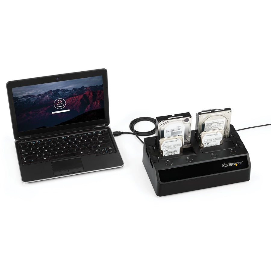 StarTech.com 4-Bay USB 3.0 to SATA Hard Drive Docking Station, 2.5/3.5" SATA III (6Gbps) SSD/HDD Dock, USB Hard Drive Bay, Top-Loading