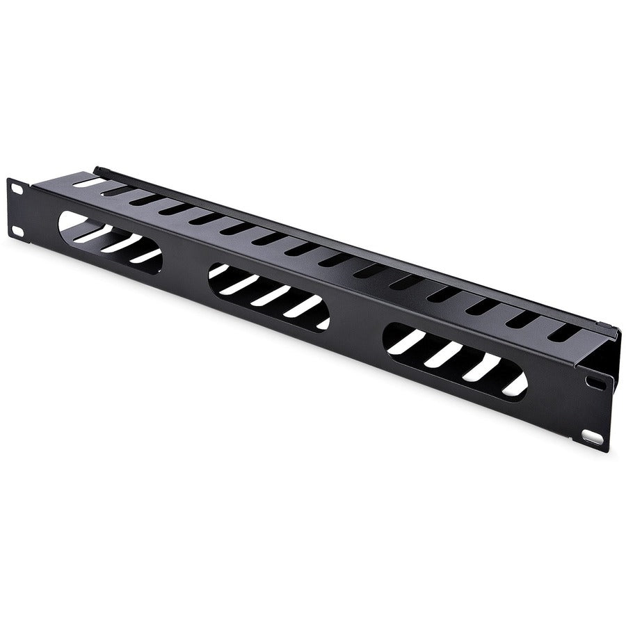 StarTech.com 1U Horizontal Finger Duct Rack Cable Management Panel with Cover