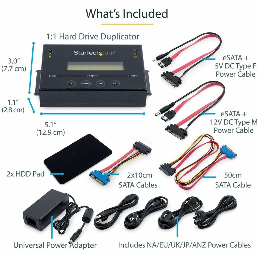 StarTech.com 1:1 Standalone Hard Drive Duplicator with Disk Image Library Manager for Backup & Restore, HDD/SSD Cloner