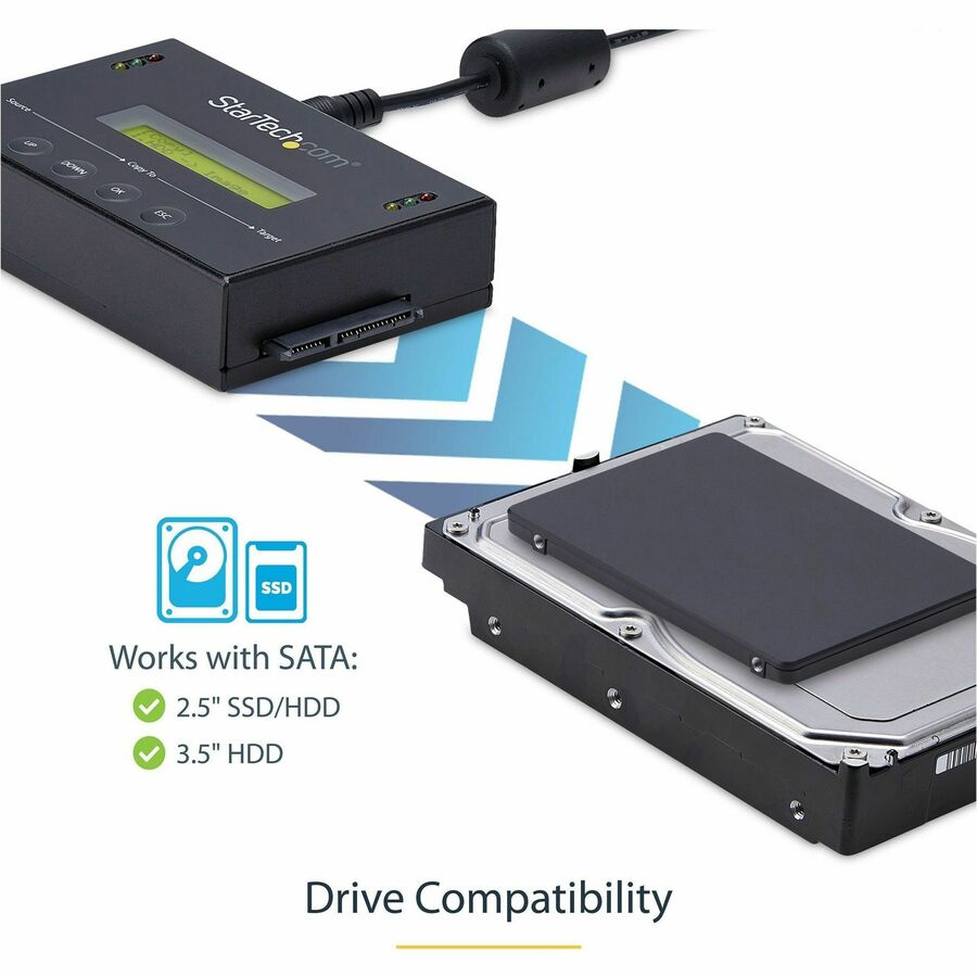 StarTech.com 1:1 Standalone Hard Drive Duplicator with Disk Image Library Manager for Backup & Restore, HDD/SSD Cloner