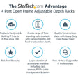 StarTech.com 4-Post 12U Mobile Open Frame Server Rack, 19" Network Rack with Casters, Rolling Rack for Computer/AV/Data/IT Equipment