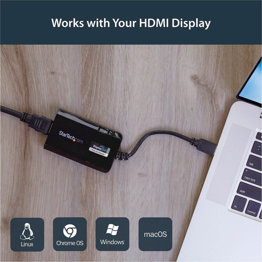 StarTech.com USB 3.0 to HDMI Adapter, DisplayLink Certified, 1920x1200, USB-A to HDMI Display Adapter, External Graphics Card for Mac/PC