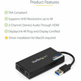 Adaptateur USB 3.0 vers HDMI StarTech.com, 4K 30 Hz UHD, adaptateur d'affichage USB vers HDMI, carte vidéo/graphique externe pour Mac et Windows