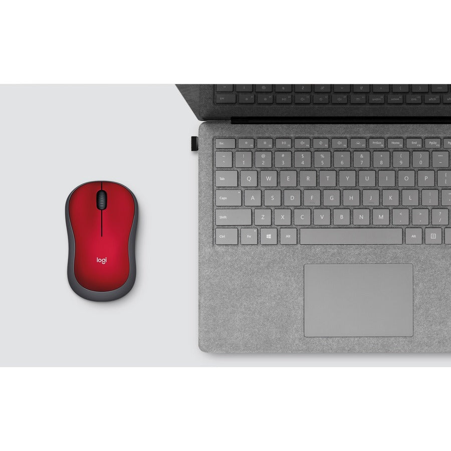 Logitech M185 Wireless Mouse, 2.4GHz with USB Mini Receiver, 12-Month Battery Life, 1000 DPI Optical Tracking, Ambidextrous, Compatible with PC, Mac, Laptop (Red)