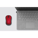 Logitech M185 Wireless Mouse, 2.4GHz with USB Mini Receiver, 12-Month Battery Life, 1000 DPI Optical Tracking, Ambidextrous, Compatible with PC, Mac, Laptop (Red)
