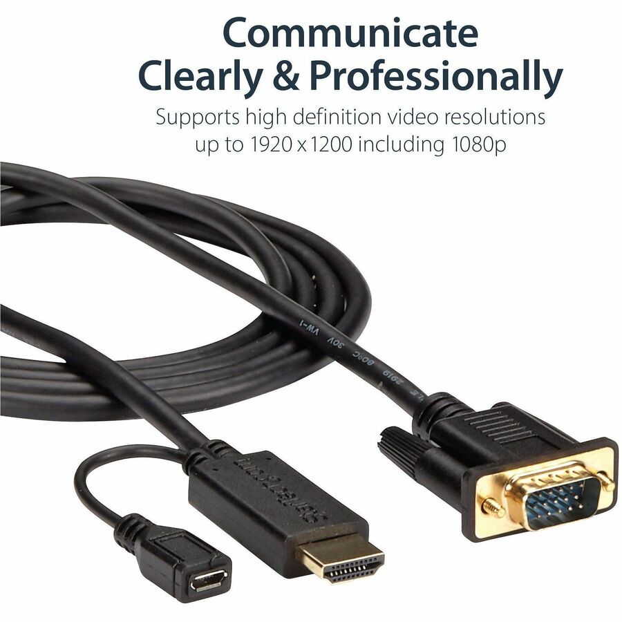 StarTech.com HDMI to VGA Cable - 6 ft / 2m - 1080p - 1920 x 1200 - Active HDMI Cable - Monitor Cable - Computer Cable 