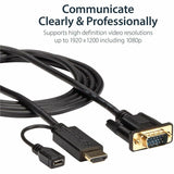 StarTech.com HDMI to VGA Cable - 6 ft / 2m - 1080p - 1920 x 1200 - Active HDMI Cable - Monitor Cable - Computer Cable 