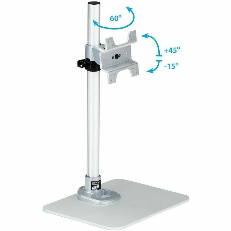 StarTech.com Single Monitor Stand, For up to 34" (30.9lb/14kg) VESA Mount Monitors, Works with iMac / Apple Cinema Displays, Steel, Silver
