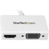 Adaptateur audio/vidéo de voyage StarTech.com - Convertisseur Mini DisplayPort vers HDMI ou VGA 2 en 1 - Blanc