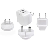 Star Tech.com Travel USB Wall Charger - 2 Port - White - Universal Travel Adapter - International Power Adapter - USB Charger