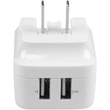 Star Tech.com Travel USB Wall Charger - 2 Port - White - Universal Travel Adapter - International Power Adapter - USB Charger