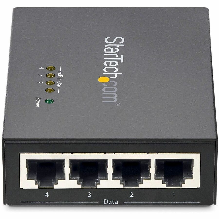 Star Tech.com 4 Port Gigabit Midspan - PoE+ Injector - 802.3at and 802.3af