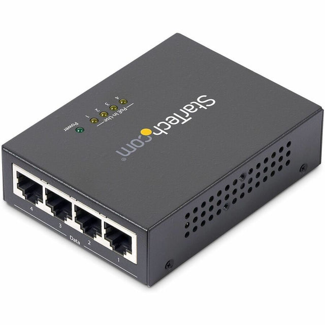 Star Tech.com 4 Port Gigabit Midspan - PoE+ Injector - 802.3at and 802.3af