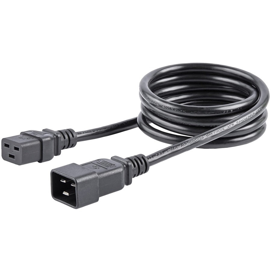 StarTech.com 6ft (1.8m) Heavy Duty Extension Cord, IEC C19 to IEC C20 Black Extension Cord, 15A 250V, 14AWG, Heavy Gauge Power Cable