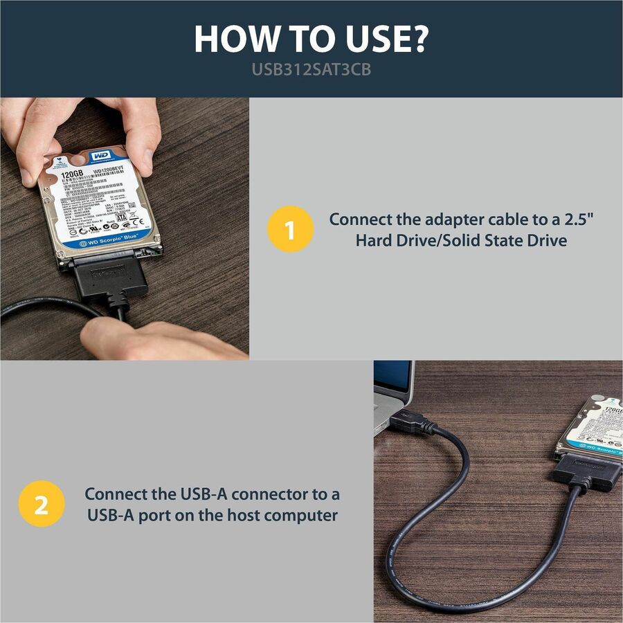 Câble adaptateur USB 3.1 (10 Gbit/s) StarTech.com pour disques SSD/HDD SATA 2,5 pouces