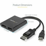 StarTech.com Dual-Monitor DisplayPort 1.2 Splitter, DisplayPort to 2x DP Multi-Monitor Adapter, Dual 4K 30Hz Computer MST Hub, Windows~2-Port Multi Monitor Adapter, DisplayPort 1.2 MST Hub, Dual 4K 30Hz, Video Splitter for Extended Desktop Mode, Windows O