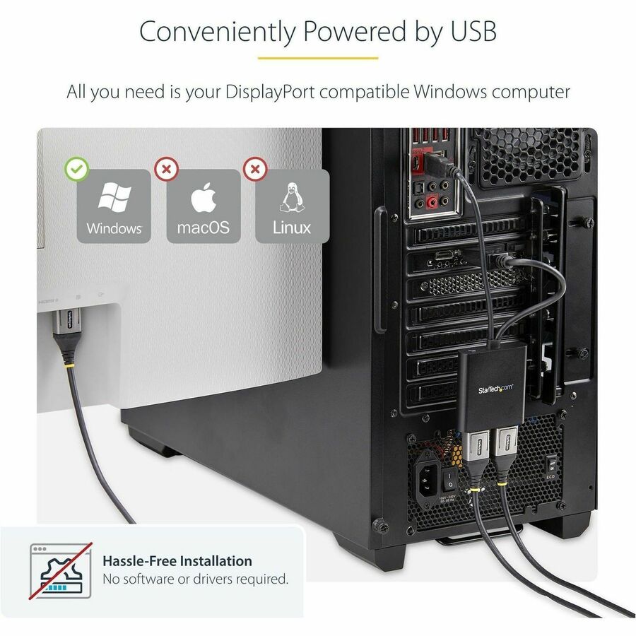 StarTech.com Dual-Monitor DisplayPort 1.2 Splitter, DisplayPort to 2x DP Multi-Monitor Adapter, Dual 4K 30Hz Computer MST Hub, Windows~2-Port Multi Monitor Adapter, DisplayPort 1.2 MST Hub, Dual 4K 30Hz, Video Splitter for Extended Desktop Mode, Windows O