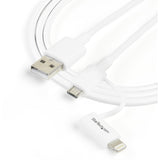 StarTech.com 1m (3ft) Apple Lightning or Micro USB to USB Cable for iPhone / iPod / iPad - White
