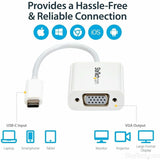 StarTech.com USB-C to VGA Adapter - White - Thunderbolt 3 Compatible - USB C Adapter - USB Type C to VGA Dongle Converter