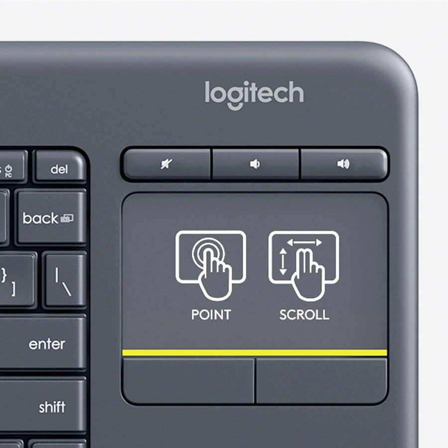 Logitech K400 Plus Wireless Touch TV Keyboard With Easy Media Control and Built-in Touchpad, HTPC Keyboard for PC-connected TV, Windows, Android, Chrome OS, Laptop, Tablet (Dark) (French Layout)