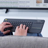 Logitech K400 Plus Wireless Touch TV Keyboard With Easy Media Control and Built-in Touchpad, HTPC Keyboard for PC-connected TV, Windows, Android, Chrome OS, Laptop, Tablet (Dark) (French Layout)