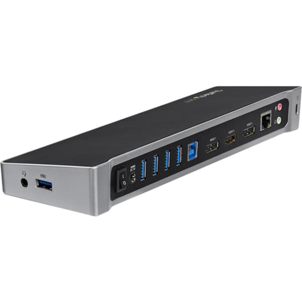 Station d'accueil USB 3.0 StarTech.com pour trois écrans, pour ordinateurs portables (Mac et Windows), port de charge rapide USB, jusqu'à 4K (USB3DOCKH2DP)
