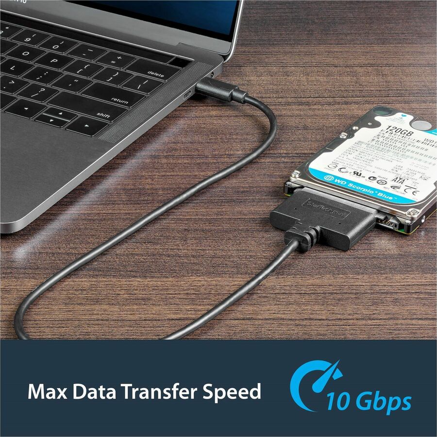 StarTech.com USB C To SATA Adapter - for 2.5" SATA Drives - UASP - External Hard Drive Cable - USB Type C to SATA Adapter
