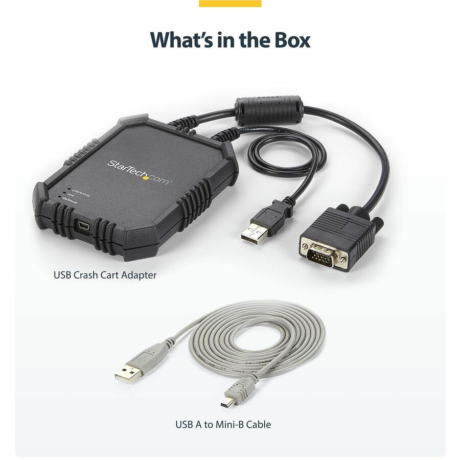 StarTech.com Laptop to Server KVM Console, Rugged USB Crash Cart Adapter with File Transfer and Video Capture, TAA
