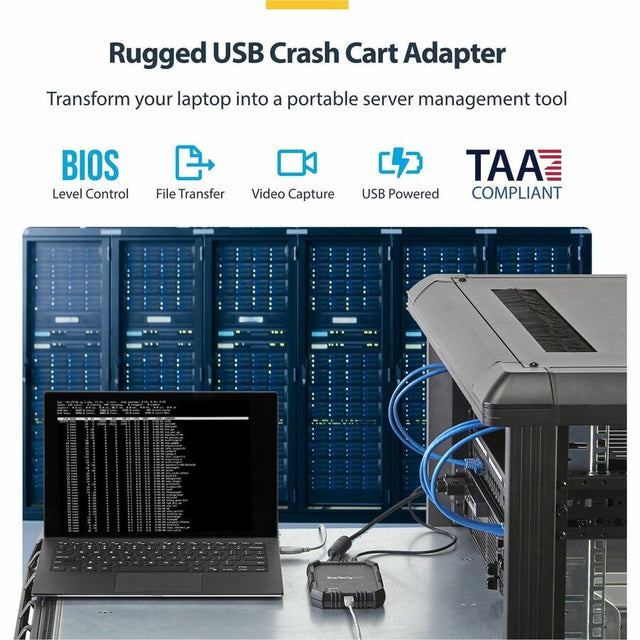 StarTech.com Laptop to Server KVM Console, Rugged USB Crash Cart Adapter with File Transfer and Video Capture, TAA