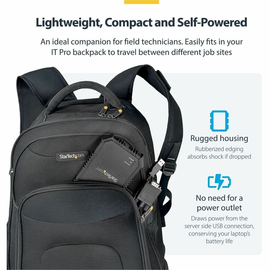 StarTech.com Laptop to Server KVM Console, Rugged USB Crash Cart Adapter with File Transfer and Video Capture, TAA