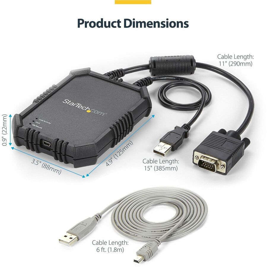 StarTech.com Laptop to Server KVM Console, Rugged USB Crash Cart Adapter with File Transfer and Video Capture, TAA