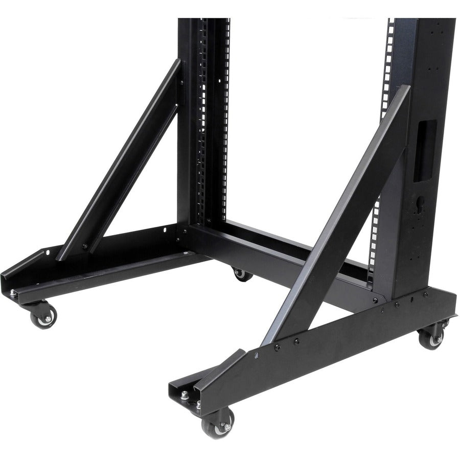 StarTech.com 2-Post 42U Mobile Open Frame Server Rack, Two Post 19in Network Rack with Casters, Rolling Open Rack for AV/Data/IT Equipment