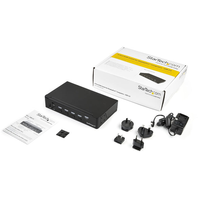 StarTech.com 4-Port DisplayPort KVM Switch - DP KVM Switch with Built-in USB 3.0 Hub for Peripherals - 4K 30 Hz
