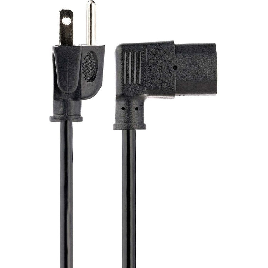 StarTech.com 3ft (1m )Computer Power Cord, NEMA 5-15P to Right Angle C13, 10A 125V, 18AWG, Replacement AC Power Cord, Monitor Power Cable