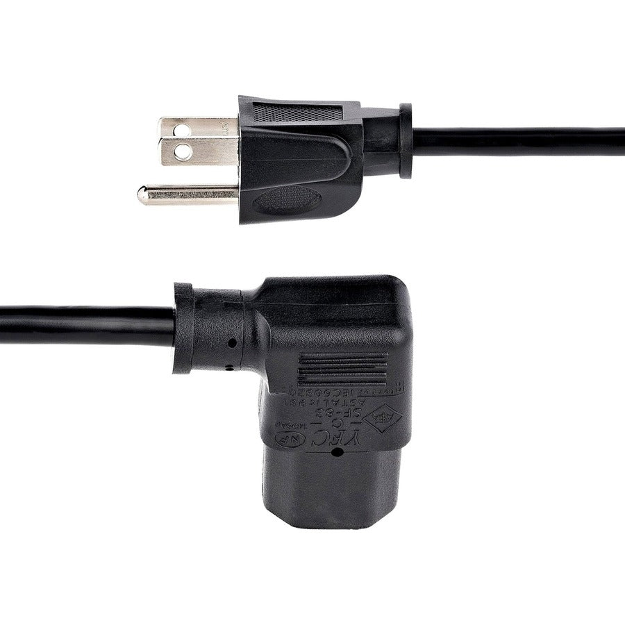 StarTech.com 3ft (1m )Computer Power Cord, NEMA 5-15P to Right Angle C13, 10A 125V, 18AWG, Replacement AC Power Cord, Monitor Power Cable