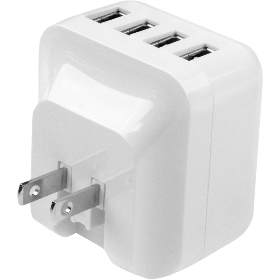 Star Tech.com Travel USB Wall Charger - 4 Port - White - Universal Travel Adapter - International Power Adapter - USB Charger