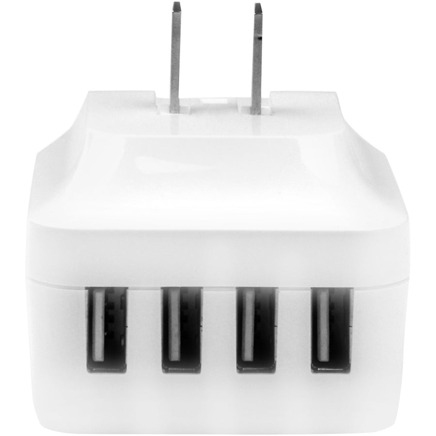 Star Tech.com Travel USB Wall Charger - 4 Port - White - Universal Travel Adapter - International Power Adapter - USB Charger