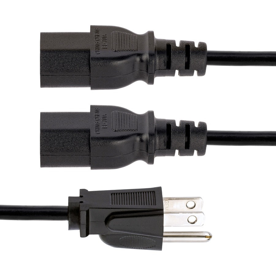 StarTech.com 10ft (3m) Computer Power Y Cord, NEMA 5-15P to C13, 10A 125V, 18AWG, Black Replacement PC Power Cord, TV/Monitor Power Cable